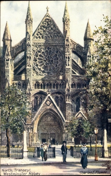 Artist PC Flower, Charles F., London City, Westminster Abbey, North Transept