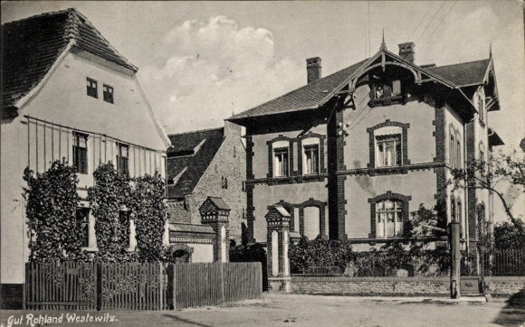 Postcard Westewitz Großweitzschen in Saxony, Gut Rohland, two buildings, rural architecture,