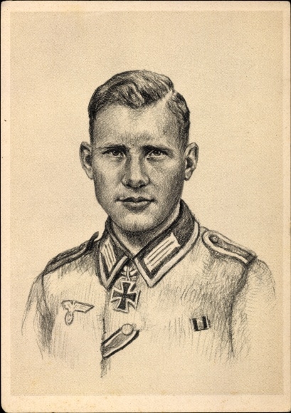 Kunstenaarskaart Graf, Oskar, Hubert Brinkforth, ridderkruishouder van het leger, Wehrmacht, II WW