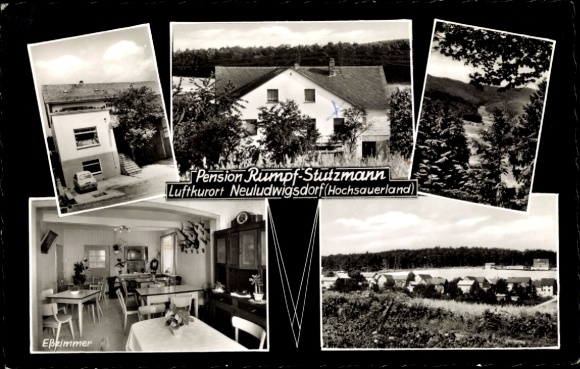 Postcard Neuludwigsdorf Bromskirchen in Hessen, Pension Rumpf-Stutzmann, dining room