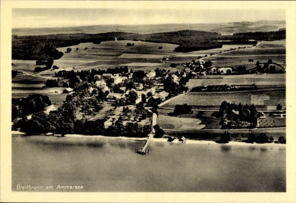 Postcard Breitbrunn Herrsching am Ammersee, aerial photograph