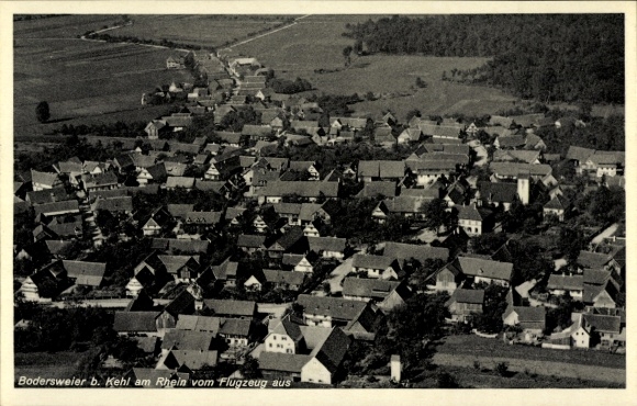 Postcard Bodersweier Kehl am Rhein, aerial photograph