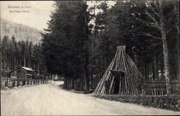 Ak Seesen in Niedersachsen, Schildau Köte, Köhlerhütte