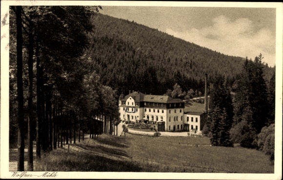 Postcard Raschau Markersbach, holiday home Wolfner Mühle, forest