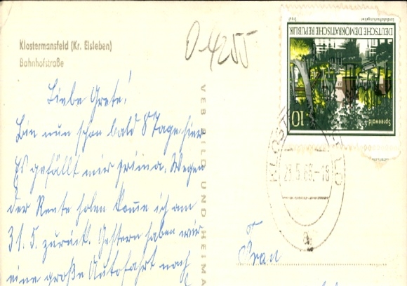 Postcard Klostermansfeld in Saxony Anhalt, Bahnhofstraße