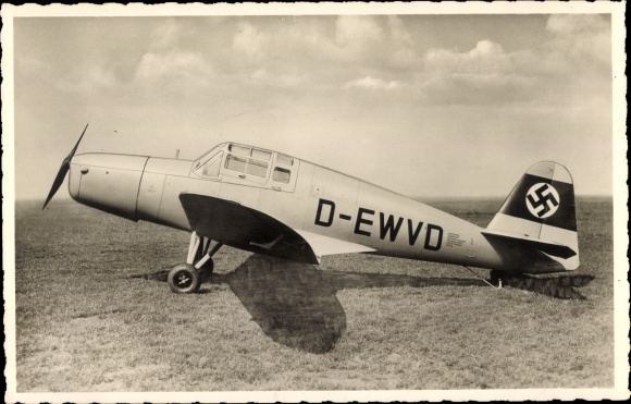 Postcard Klemm Kl 107 liaison aircraft, courier aircraft, Luftwaffe, D-EWVD