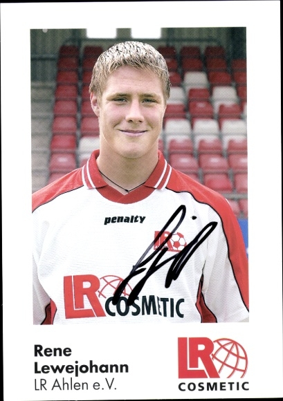 Autogrammkarte Fußballer Rene Lewejohann, Rot Weiss Ahlen, Autogramm