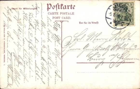 Postcard Hamburg Mitte Neustadt, Kersten Miles Bridge, Bismarck Monument