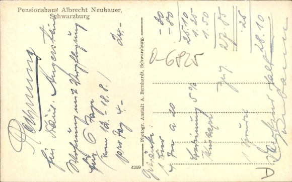 Postcard Schwarzburg in Thuringia, Pension Albrecht Neubauer