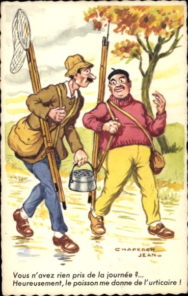 Artist Postcard Chaperon, Jean, anglers caught nothing
