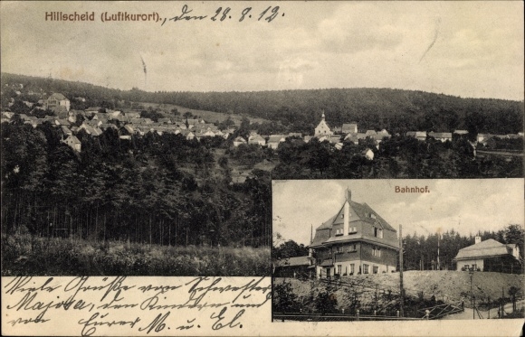 KP Hillscheid w Westerwaldzie, widok na miasto, dworzec kolejowy