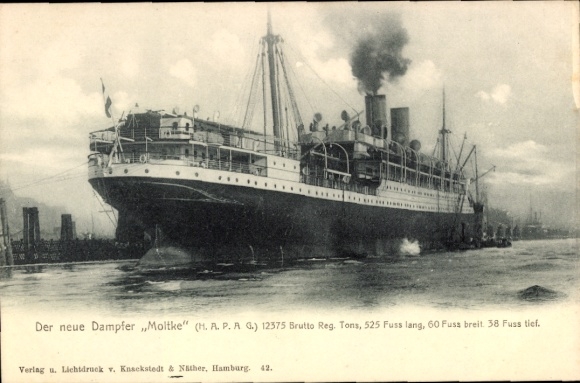 Postcard HAPAG steamer Moltke, passenger ship
