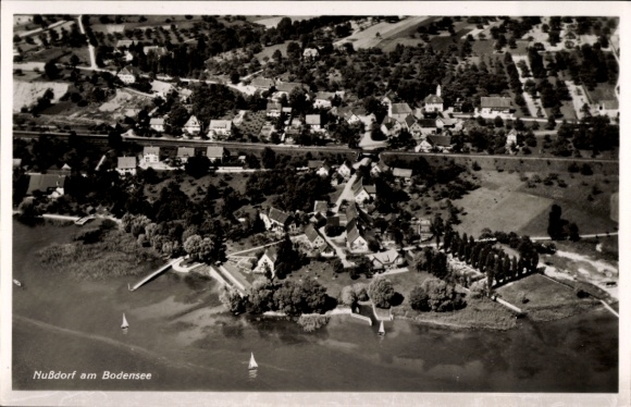 Postcard Nußdorf Überlingen in the Bodenseekreis Baden Württemberg, place, aerial photograph