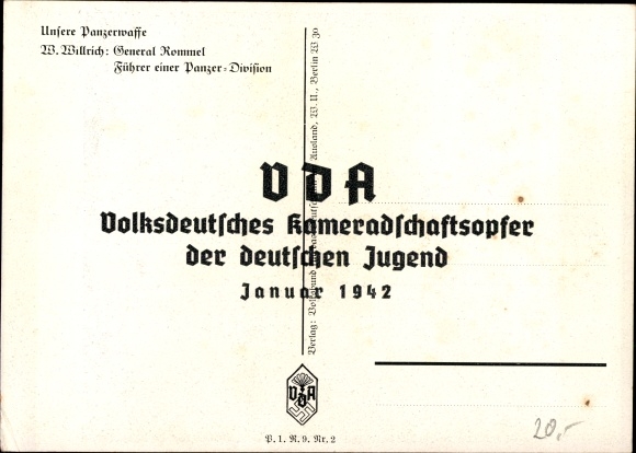 Artist PC Willrich, Wolfgang, Major General Rommel, Knight&#39;s Cross recipient, Panzer Division, VDA