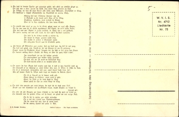 Song Postcard Nacke, Max, Dr alte Baam on dr Giebelwand, Erzgebirge