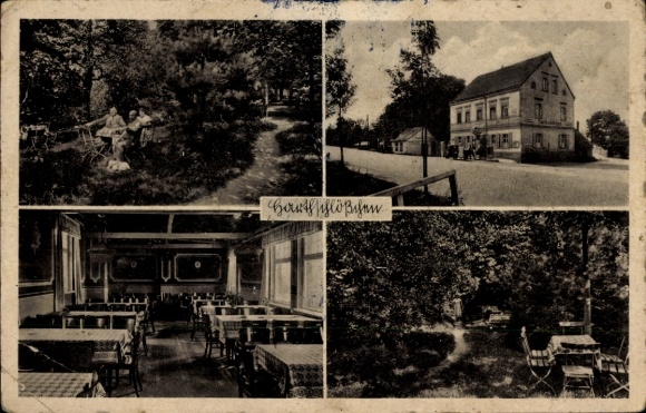 Postcard Zwenkau in Saxony, Harth Schlösschen, guest house, garden with tables and chairs