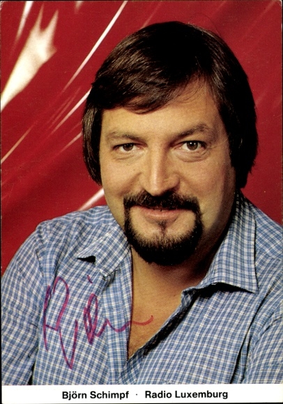 Postcard Moderator Björn Schimpf, portrait, autograph