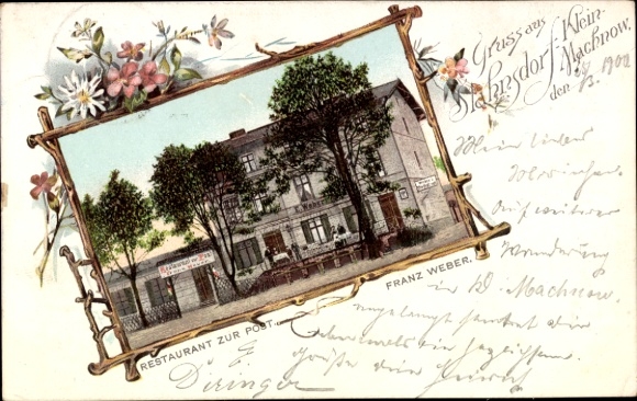Passepartout Postcard Stahnsdorf in Brandenburg, Restaurant zur Post, Franz Weber