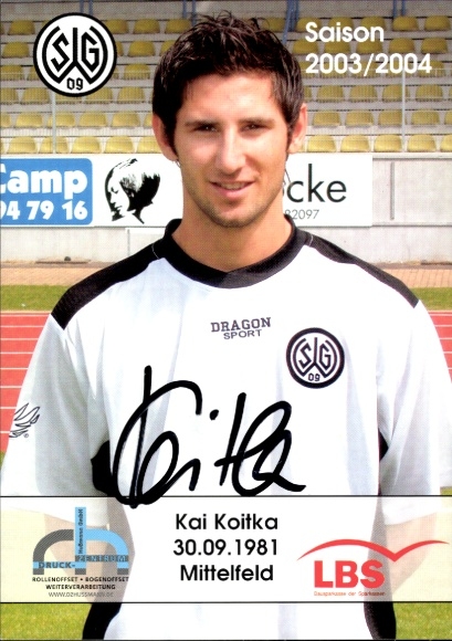 Autograph card footballer Kai Koitka, SG Wattenscheid 09, autograph