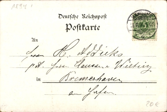 Chromo-Litho Hamburg, Vierländerin, Seaman's House, Harbor, Steamer Augusta Victoria