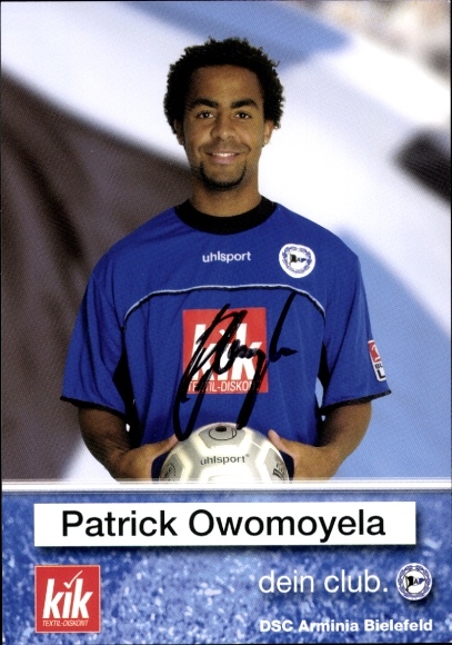 Autograph card footballer Patrick Owmoyela, DSC Arminia Bielefeld, autograph