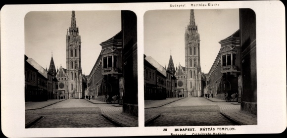 Stereo photo Budapest Hungary, 1906, Matthias Church