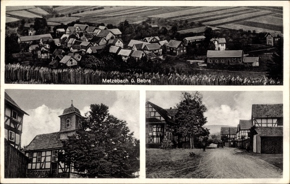 PC Metzebach Spangenberg in Hesse, view of the town, church, street section