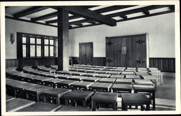 Postcard Haldem Stemwede in Westphalia, Young People&#39;s Leader School Langemarck of the HJ, training room