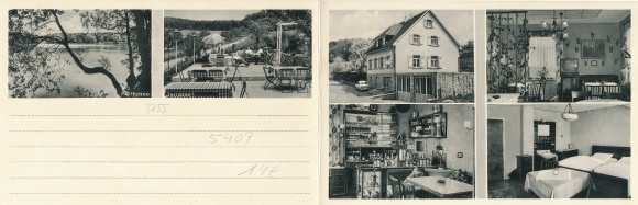 Folding Postcard Horhausen in the Westerwald, pension and restaurant Hermes