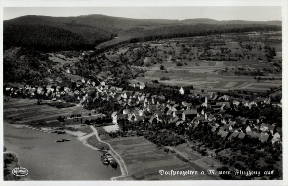 Postcard Dorfprozelten am Main Lower Franconia, aerial photograph
