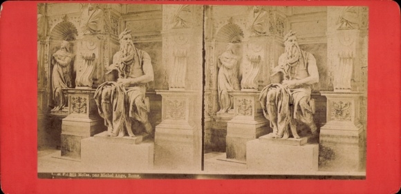 Stereo CdV Rome Italy, Moses by Michelangelo