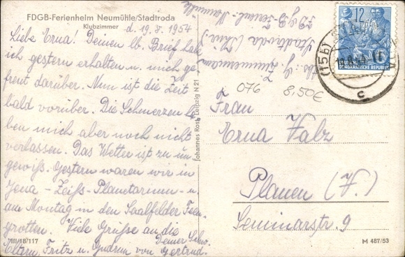 PC Stadtroda in Thuringia, Zeitzgrund, FDGB Ferienheim Neumühle, club room
