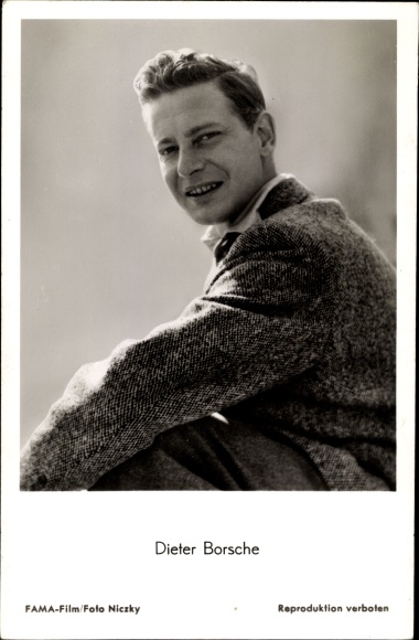 Postcard actor Dieter Borsche, portrait, jacket, collar