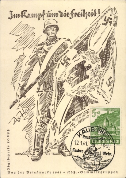Künstler Ak Axster Heudtlaß, Im Kampf um die Freiheit, Tag der Briefmarke 1941, KdF