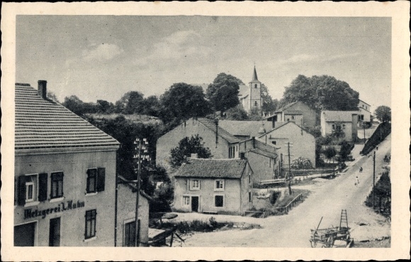 PC Ittersdorf Wallerfang in Saarland, local section, butcher shop, church