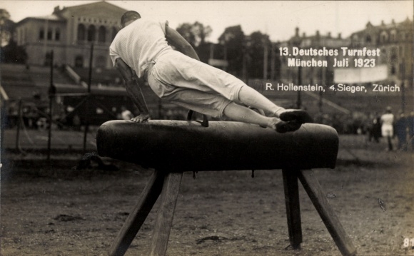 Fot. KP 13. Niemiecki Festiwal Gimnastyczny Monachium lipiec 1923, R. Hollenstein, 4. zwycięzca, Zurych