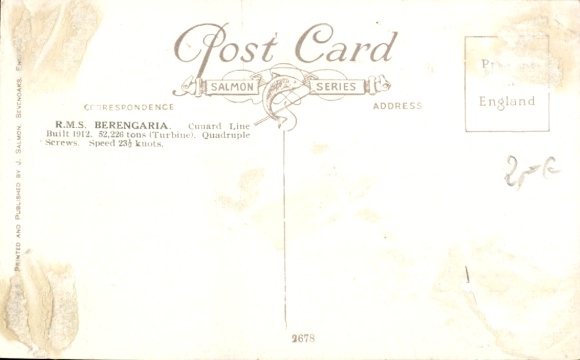 Artist Postcard Steamer RMS Berengaria, steamship, Cunard Line