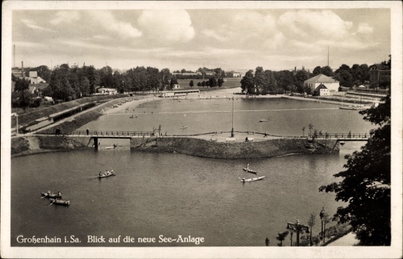 Postcard Großenhain Saxony, lake facility