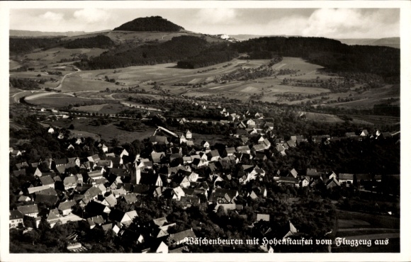 Postcard Wäschenbeuren in Württemberg, aerial photograph