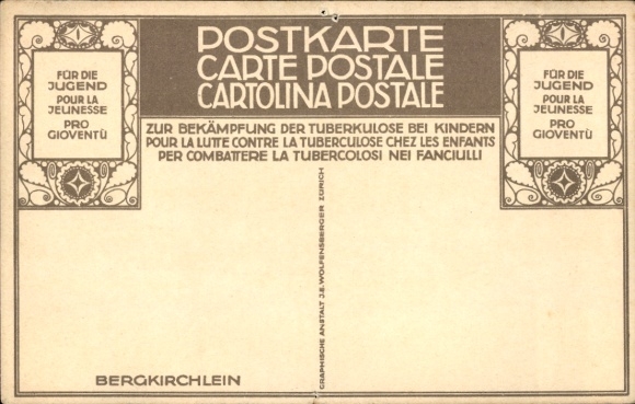 Artist Postcard Schlatter, EE, mountain church, snow landscape, fight against tuberculosis