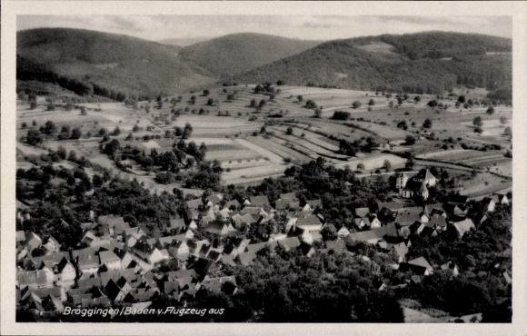 Postcard Broggingen in Baden Herbolzheim in Breisgau Black Forest, aerial photograph