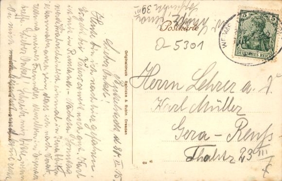 Postcard Buttelstedt in Thuringia, Karlsplatz