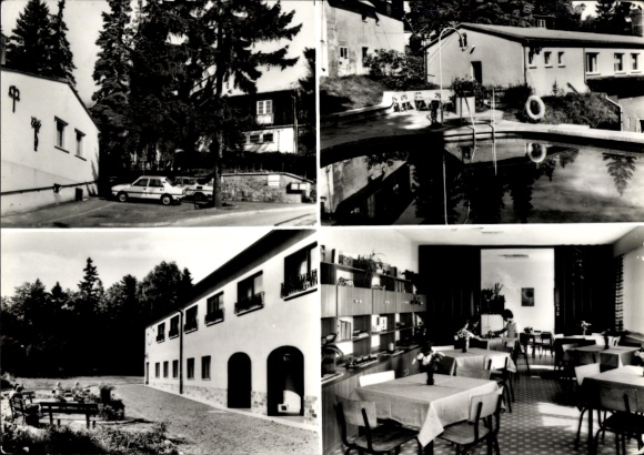 Postcard Bad Elster in Vogtland, hotel views, swimming pool, garden, restaurant
