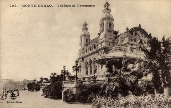 Ak Monte Carlo Monaco,  Théâtre et Terrasses,  , Edition Giletta