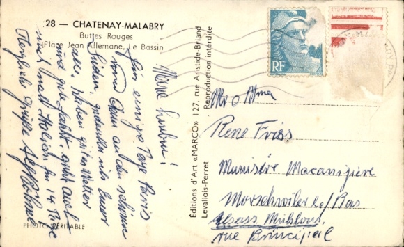 Postcard Châtenay Malabry Hauts de Seine, Robinson Aulnay, Buttes Rouges, Place Jean Allemane, Le Bassin
