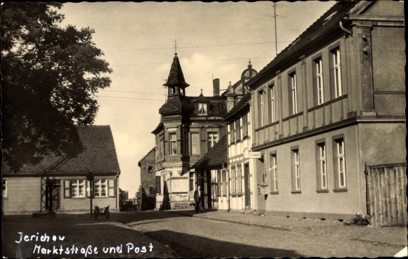 Postcard Jerichow in Saxony Anhalt, Marktstrasse and Post
