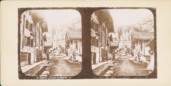 Stereo photo Langnau Kt. Bern Switzerland, street scene