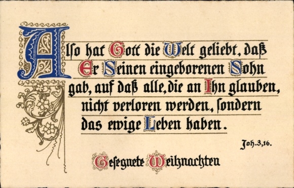 Ak Altfriedstein Niederlößnitz Radebeul, Weihnachtsgruß mit Bibelvers Joh 316