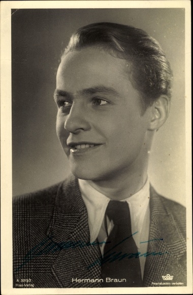Ak Schauspieler Hermann Braun, Portrait, Ross Verlag A 3315 2, Autogramm