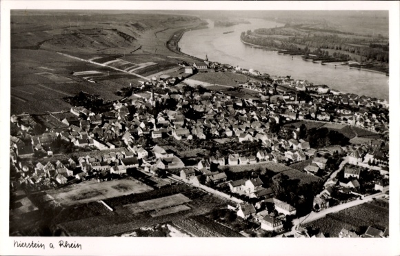 Postcard Nierstein am Rhein, aerial photograph